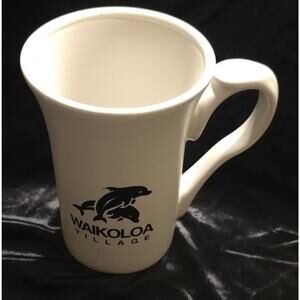Waikola Village Dolphins White Porcelain Pedestal Coffee Cup Mug Handle